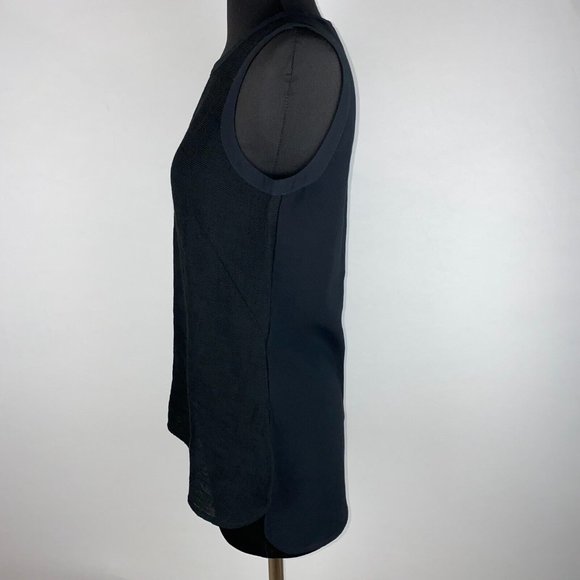 Nic + Zoe XS Black Textured Front Partial Back Zip Tank Top Hi-Lo Slit Sides - Picture 7 of 12